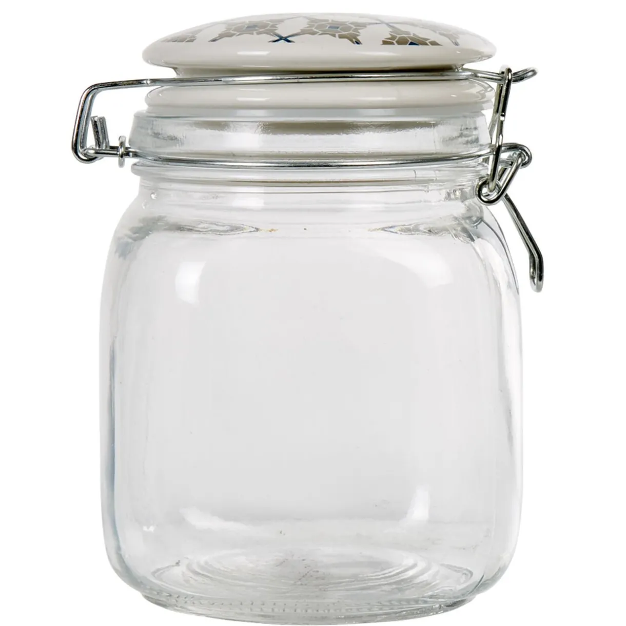 Gifi Bocal hermétique carré en verre couvercle motif ciment 1 L Outlet