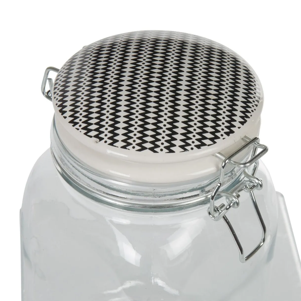 Gifi Bocal hermétique carré en verre couvercle motif ethnique 1 L Outlet