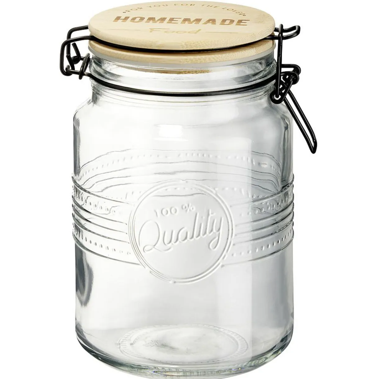 Gifi Bocal hermétique rond transparent avec couvercle en bambou H16,5 cm Online