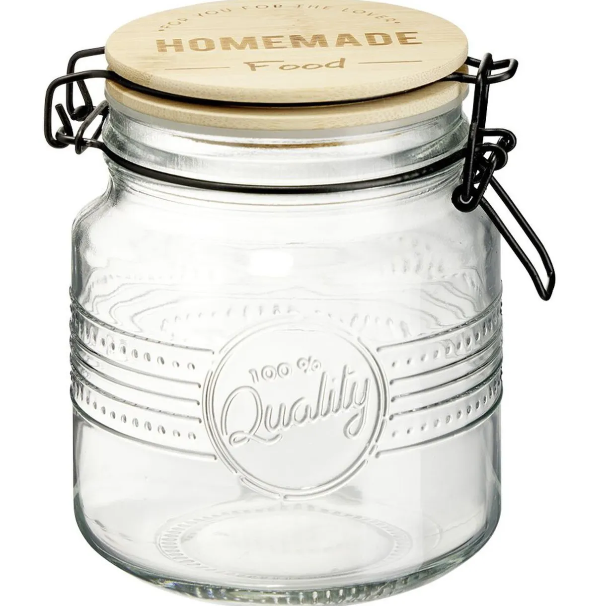 Gifi Bocal hermétique rond transparent avec couvercle en bambou H14,5 cm Outlet