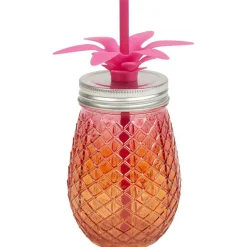 Gifi Bocal verre et paille ananas coloré Outlet