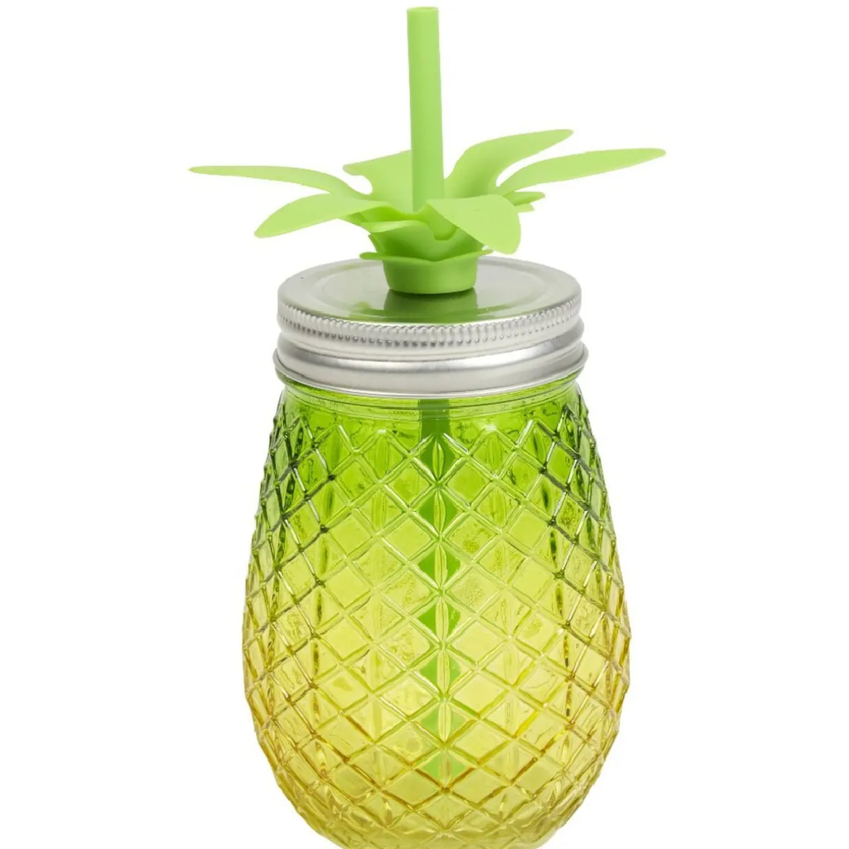 Gifi Bocal verre et paille ananas coloré Outlet