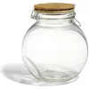 Gifi Bocal verre transparent 1,6L avec couvercle bambou et clip en fer Hot
