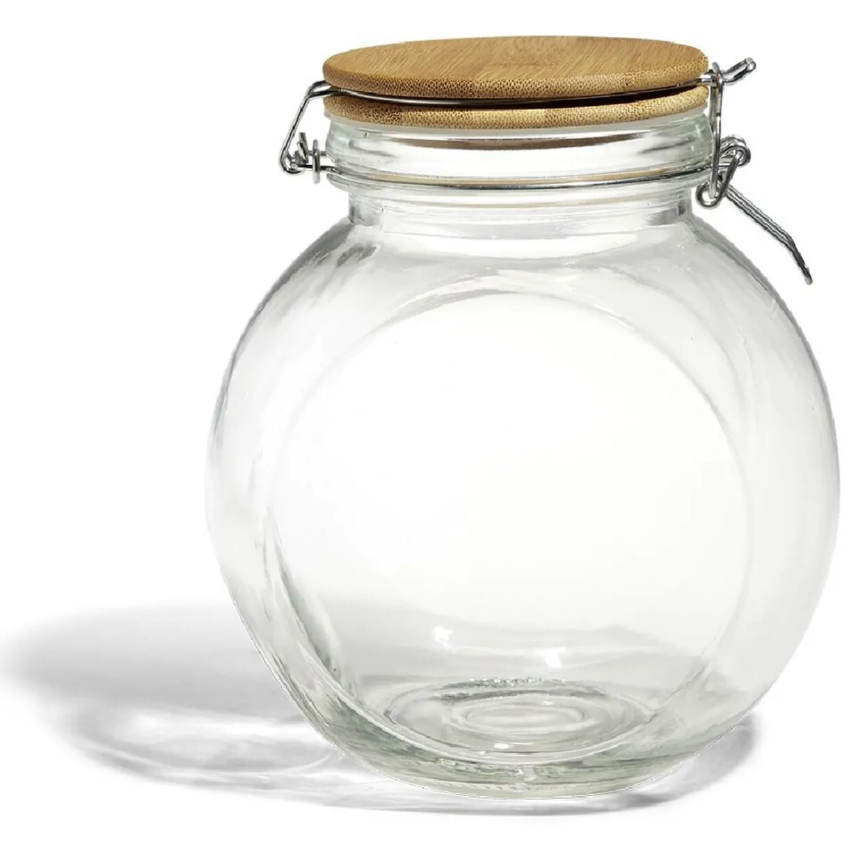 Gifi Bocal verre transparent 1,6L avec couvercle bambou et clip en fer Hot