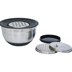 Gifi Bol à mixer inox avec base silicone et 3 râpes Ø22xH11,2cm New
