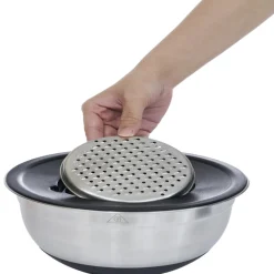 Gifi Bol à mixer inox avec base silicone et 3 râpes Ø22xH11,2cm New