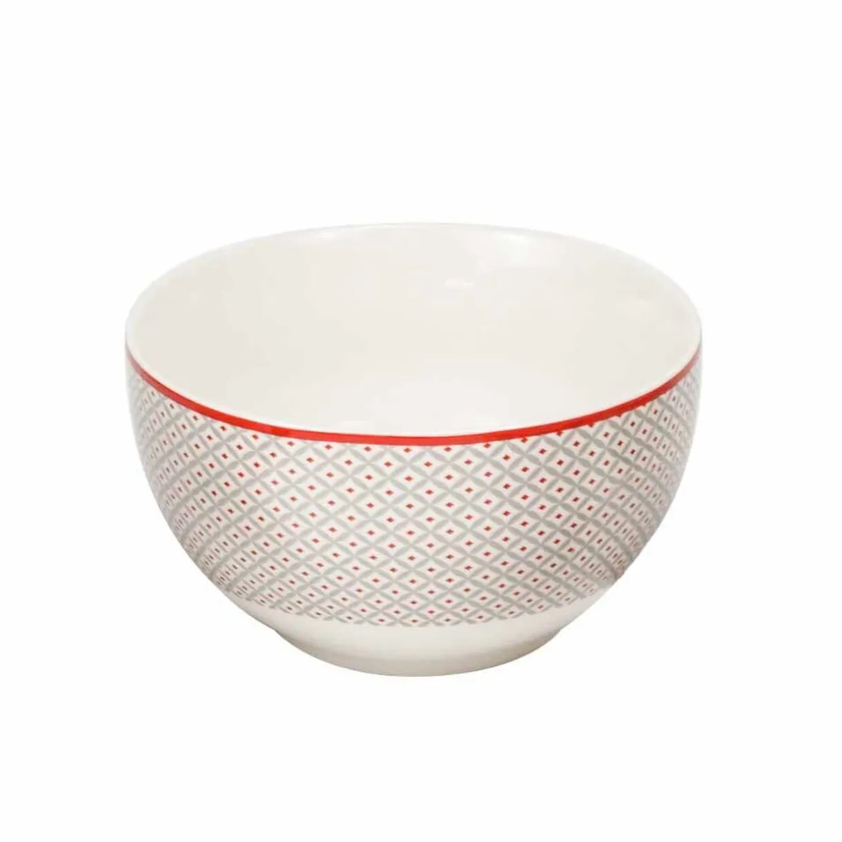 Gifi Bol en porcelaine motif esprit campagne rouge gris