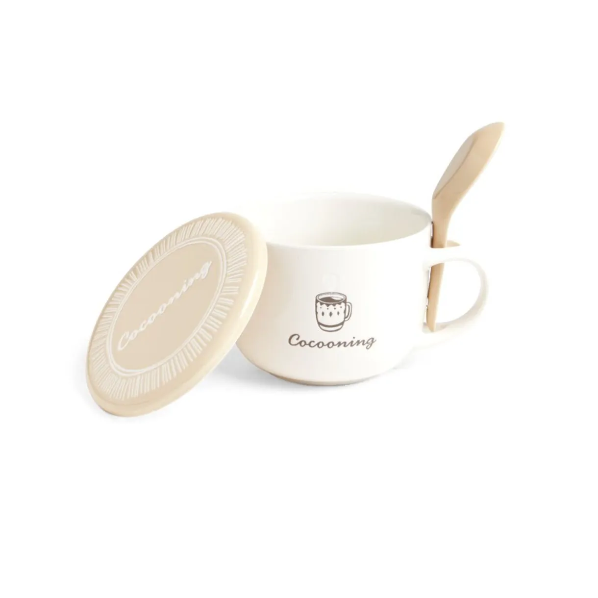 Gifi Bol jumbo 62cl avec cuillère et couvercle cocooning