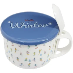 Gifi Bol soupe jumbo 62cl et cuillère porcelaine fun