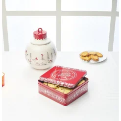 Gifi Bonbonnière forme boule de Noël blanche et rouge