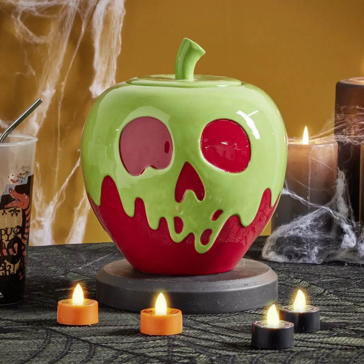 Gifi Bonbonnière Halloween Disney Villains rouge et vert Ø20xH22,5cm Outlet