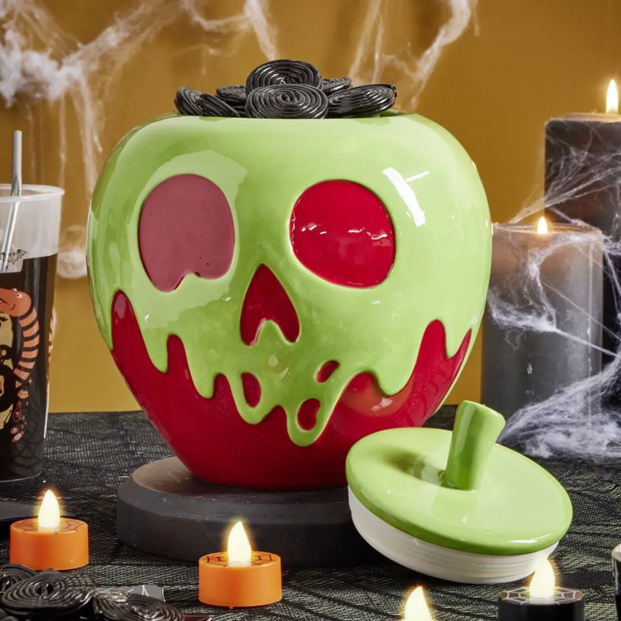 Gifi Bonbonnière Halloween Disney Villains rouge et vert Ø20xH22,5cm Outlet