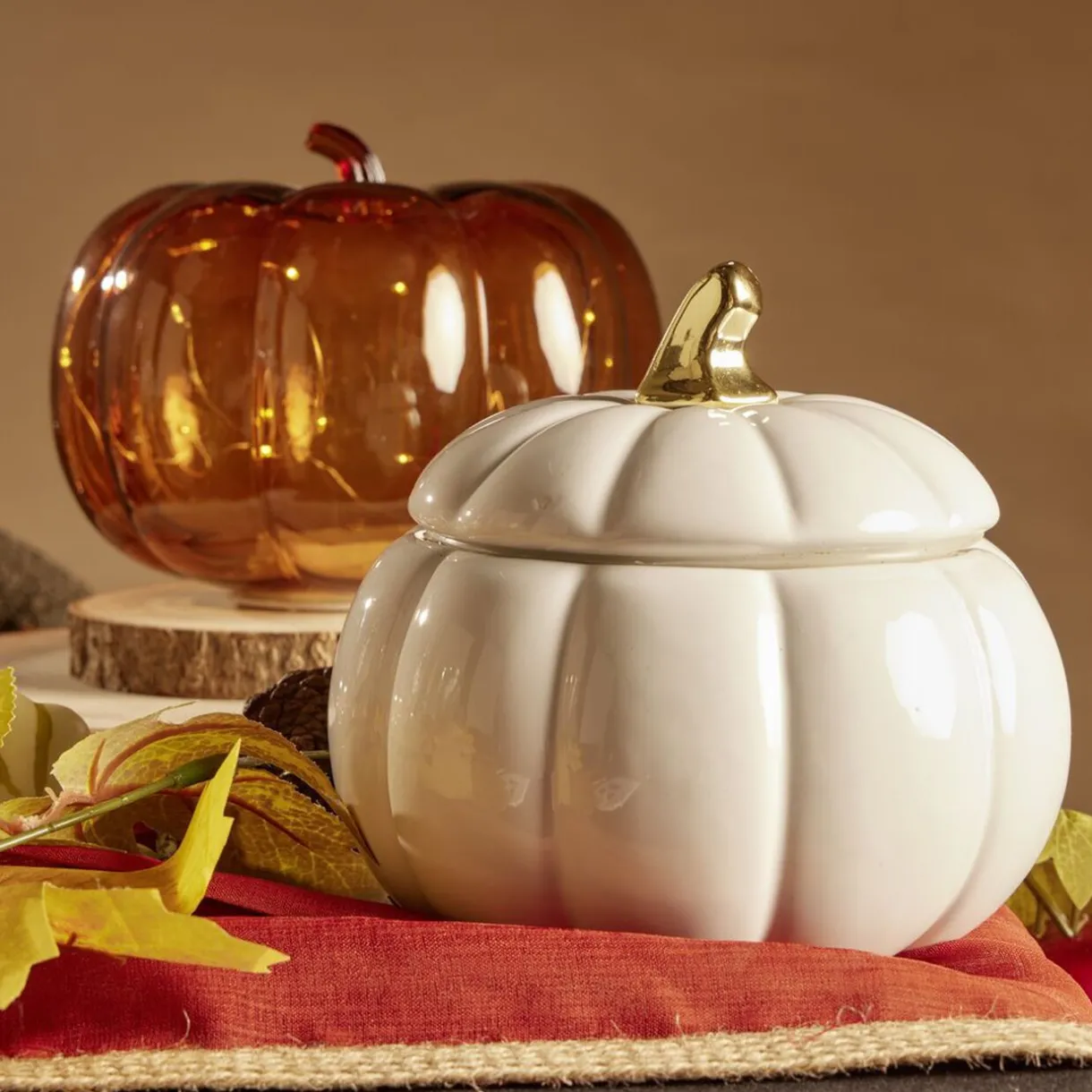 Gifi Bonbonnière Halloween forme citrouille porcelaine blanc Ø18 cm Outlet