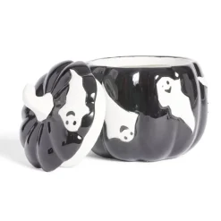 Gifi Bonbonnière Halloween 1L citrouille noire fantômes blancs Ø13,5xH15,8cm Discount