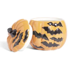 Gifi Bonbonnière Halloween 1L citrouille orange chauve-souris noires Ø13,5xH15,8cm