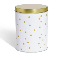 Gifi Boîte à biscuits ronde métal blanc doré Ø10,5H14cm Clearance