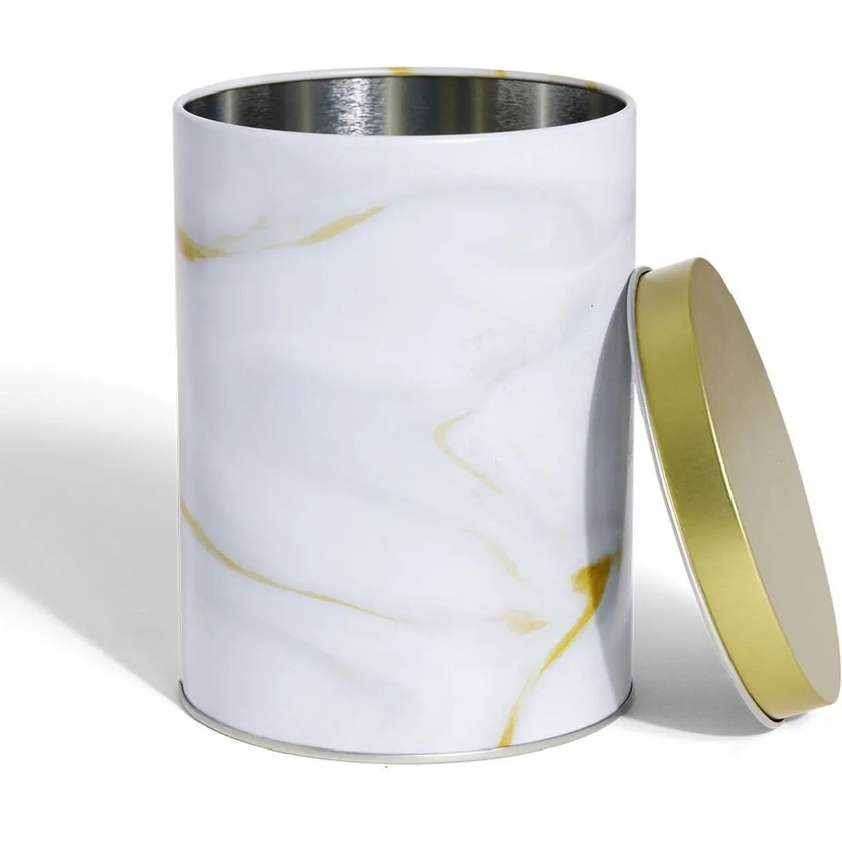 Gifi Boîte à biscuits ronde métal blanc doré Ø10,5H14cm Clearance