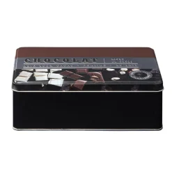 Gifi Boîte à chocolat rectangulaire en métal décorée marron Discount
