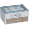 Gifi Boîte à dosettes Thé et Café blanc naturel et bleu