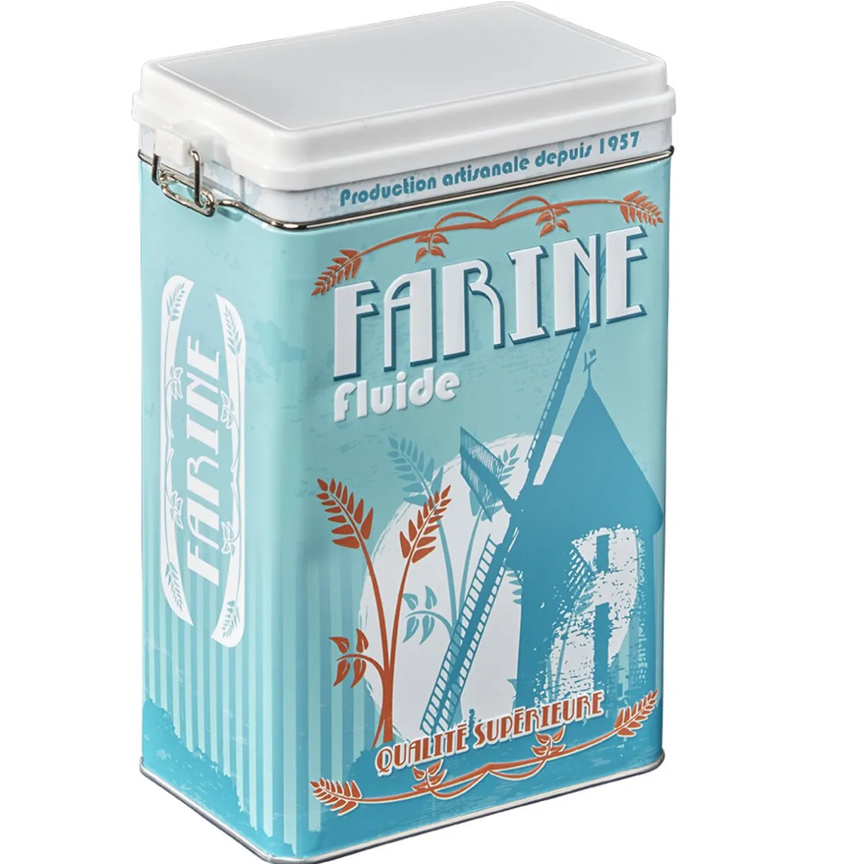 Gifi Boîte à farine en métal design vintage bleu Best