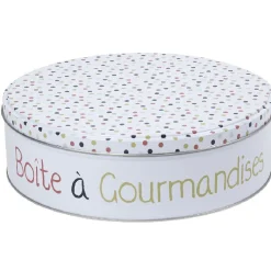 Gifi Boîte à gourmandises ronde blanche motif pois multicolores Best