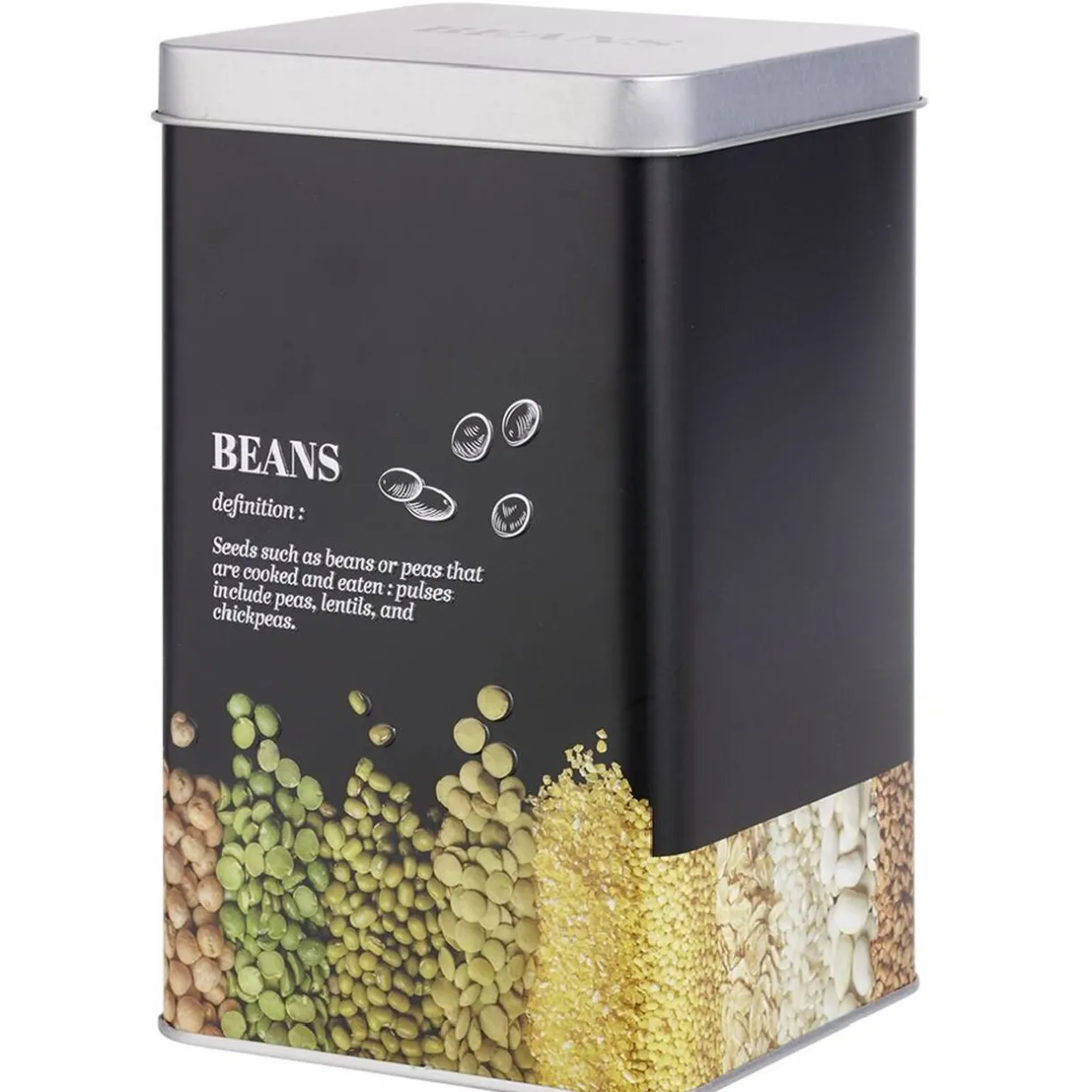 Gifi Boîte à légumes secs en métal noir design beans - 10,7x10,7xH.17,5cm Hot
