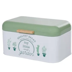 Gifi Boîte à pain My little garden alu bambou blanche et verte Online