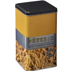 Gifi Boîte à pâtes carrée en métal décorée jaune moutarde Clearance