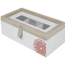 Gifi Boîte à thé blanc naturel motif rosace Clearance