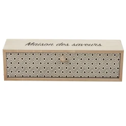 Gifi Boîte à thé bois design géométrique naturel et noir Hot