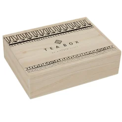 Gifi Boîte à thé noir naturel 8 casiers avec couvercle coulissant Best