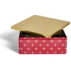 Gifi Boîte alimentaire carrée motif Noël métal rouge et dorée 26x26xH10cm Hot