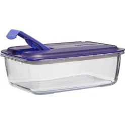 Gifi Boîte alimentaire Luminarc Easy Box verre transparent et bleu 122 cl Clearance
