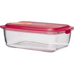 Gifi Boîte alimentaire Luminarc verre Esay Box transparent et rouge 122 cl Discount