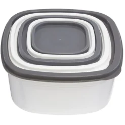 Gifi Boîte alimentaire transparente couvercle gris et blanc x5 Discount
