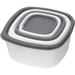Gifi Boîte alimentaire transparente couvercle gris et blanc x5 Discount