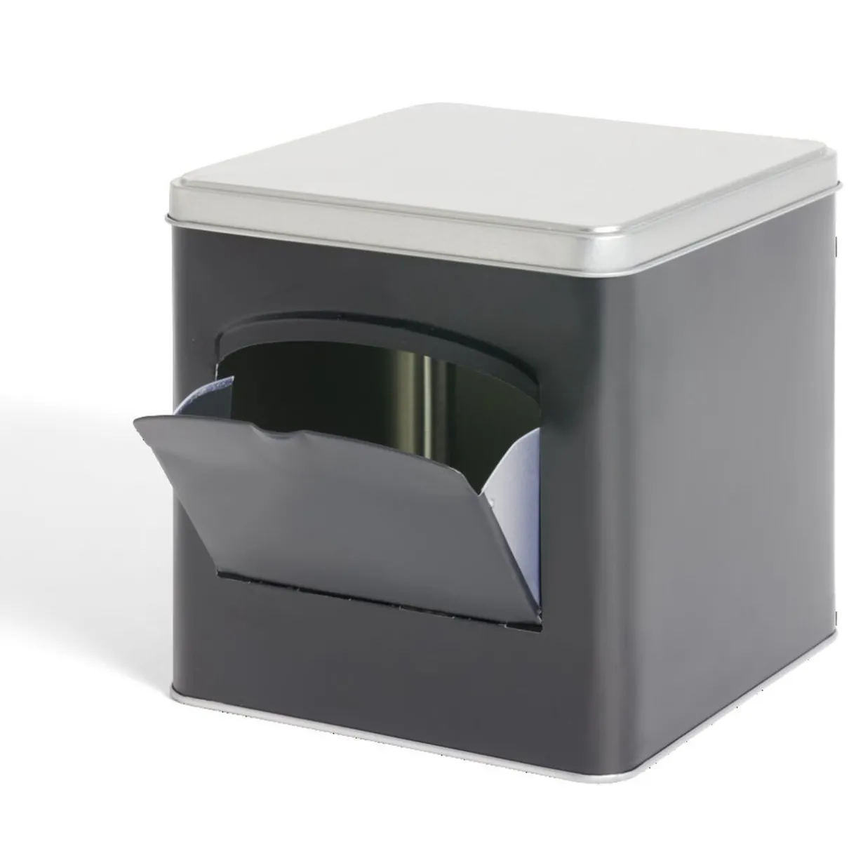 Gifi Boîte conservation avec ouverture métal noir et gris 14,5x14,5x14,5cm Online