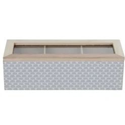 Gifi Boîte déco 3 compartiments à fenêtre gris blanc New