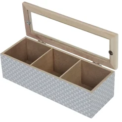 Gifi Boîte déco 3 compartiments à fenêtre gris blanc New