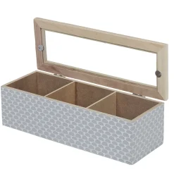 Gifi Boîte déco 3 compartiments à fenêtre gris blanc New