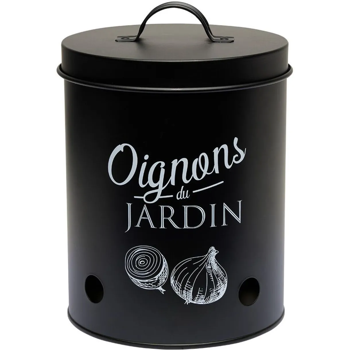Gifi Boîte de conservation métal noir pour oignon Discount