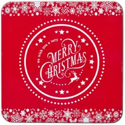 Gifi Boîte de Noël carré vintage métal Merry Christmas rouge
