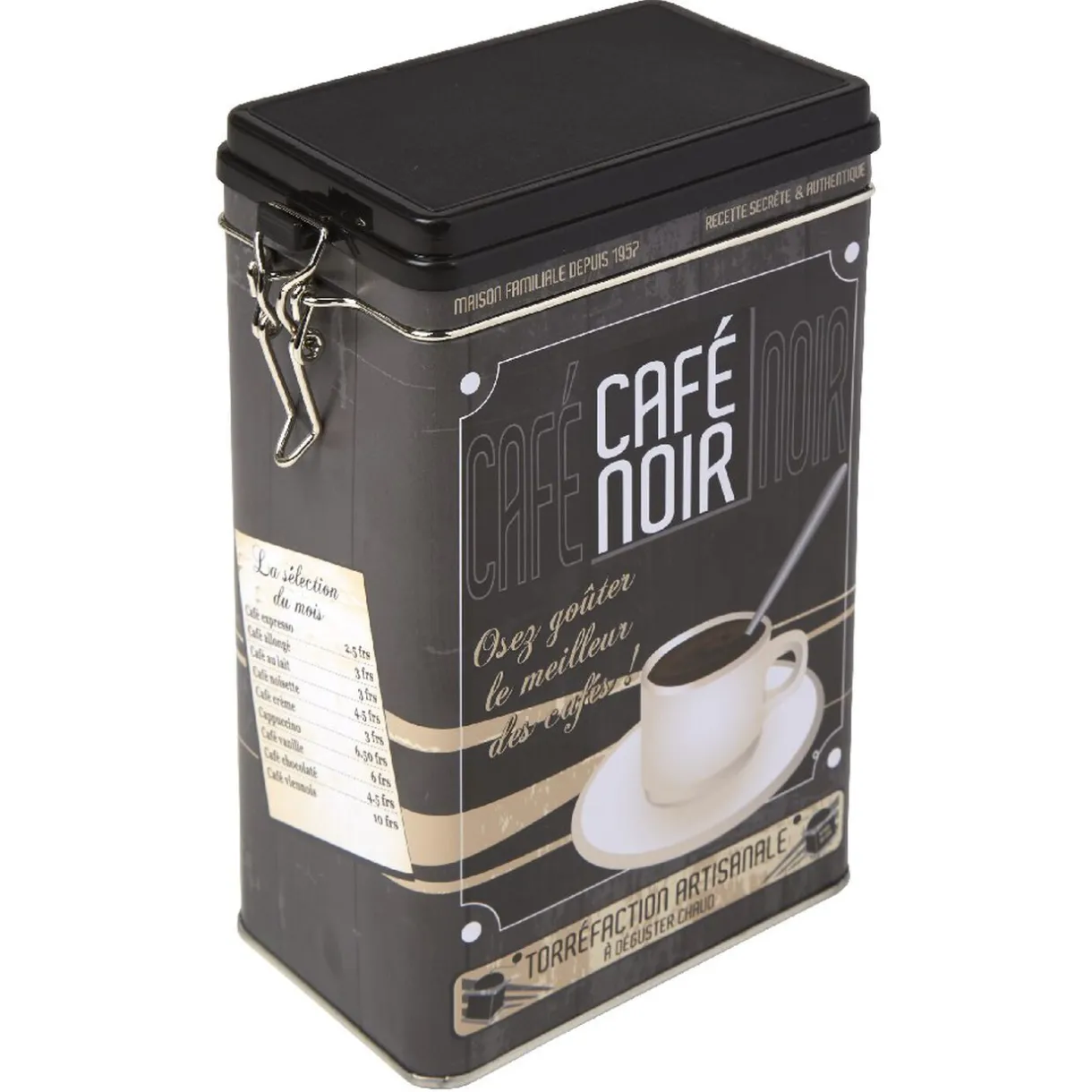 Gifi Boîte rectangulaire en métal design café noir Outlet