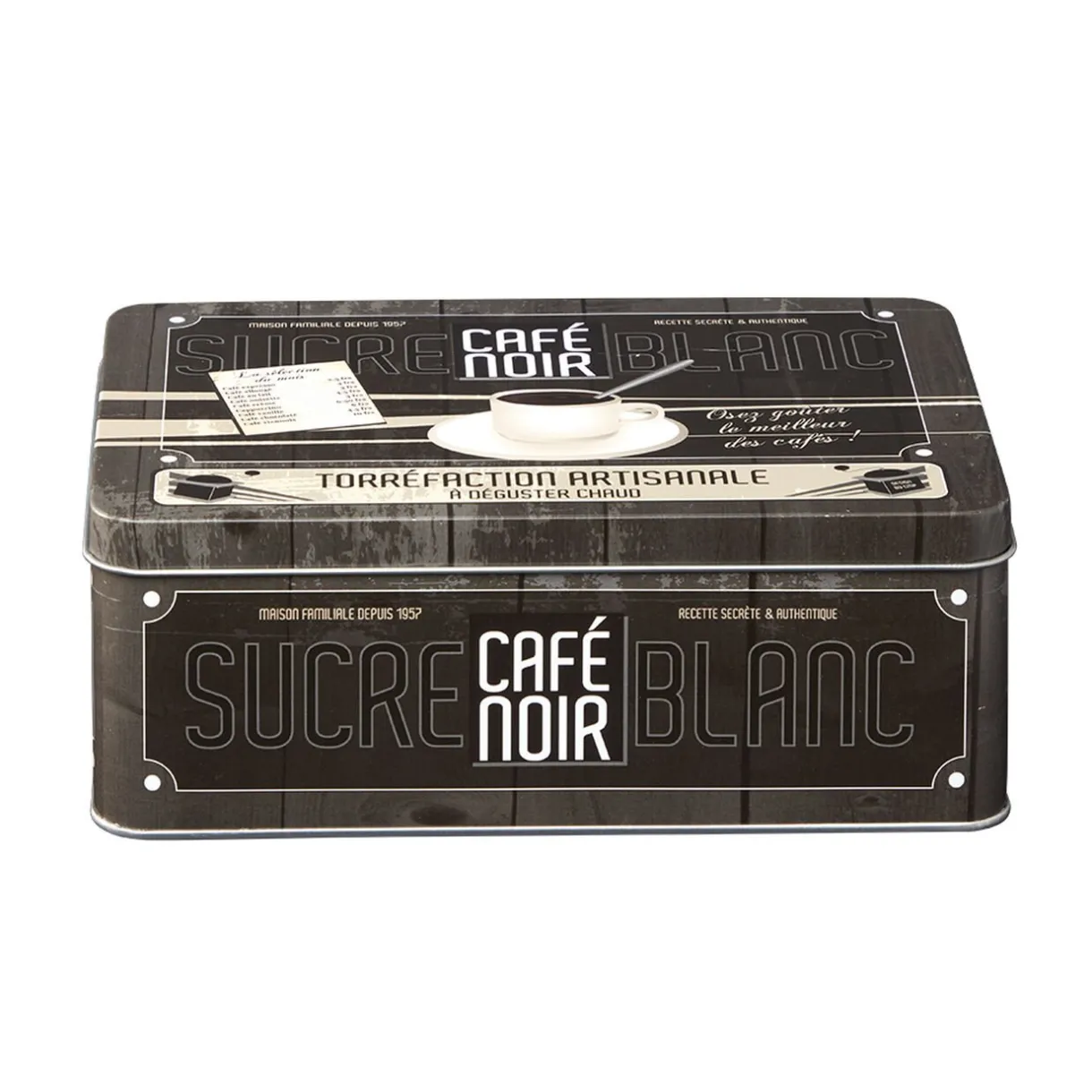 Gifi Boîte rectangulaire en métal design café noir Clearance