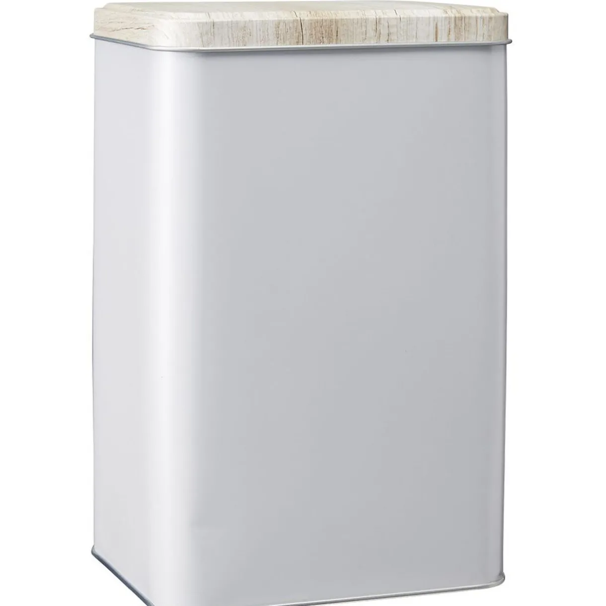 Gifi Boîte rectangulaire en métal gris avec couvercle effet bois