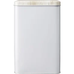 Gifi Boîte rectangulaire en métal gris avec couvercle effet bois
