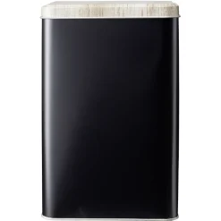 Gifi Boîte rectangulaire en métal noir avec couvercle effet bois Clearance