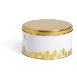 Gifi Boîte ronde en métal blanc et doré Ø13,5xH7cm Hot