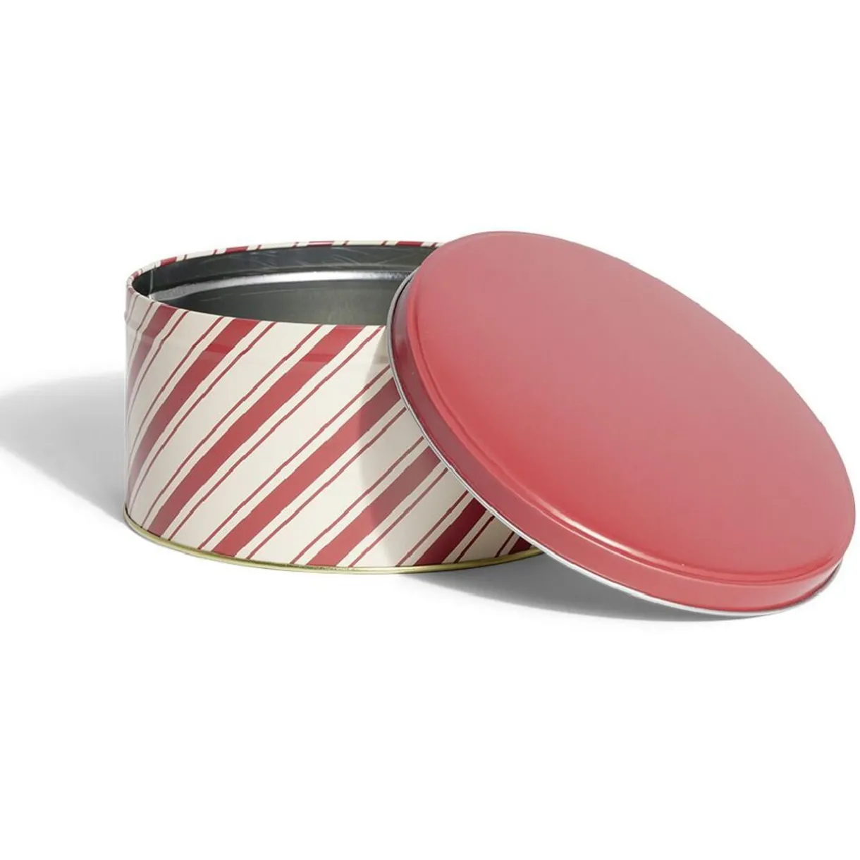 Gifi Boîte ronde en métal Ø16,7cm motif rayures beige et rouge Online