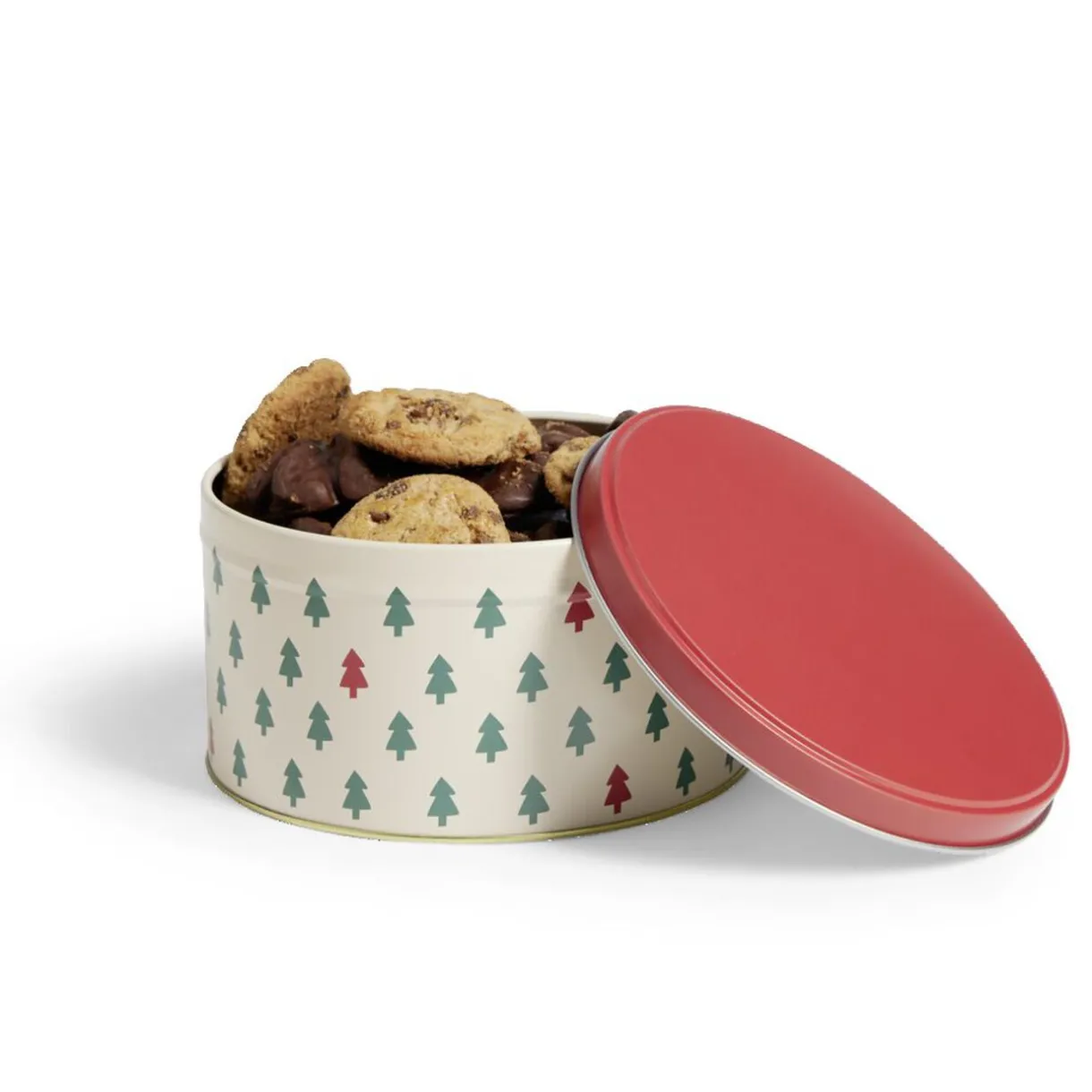 Gifi Boîte ronde en métal Ø13,5cm motif sapin vert et rouge Online